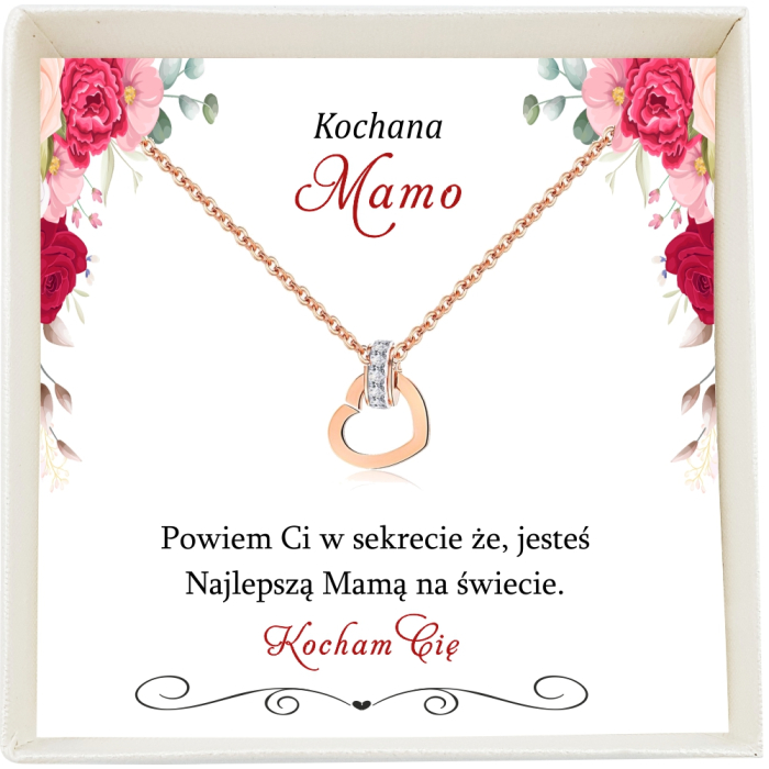 Naszyjnik Celebrytka dla Mamy Serce z Cyrkoniami